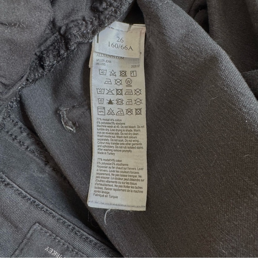 SOLD Allsaints Miller Size Me Stretch Mid-Rise Skinny Denim Black Jeans - Picture 8 of 13